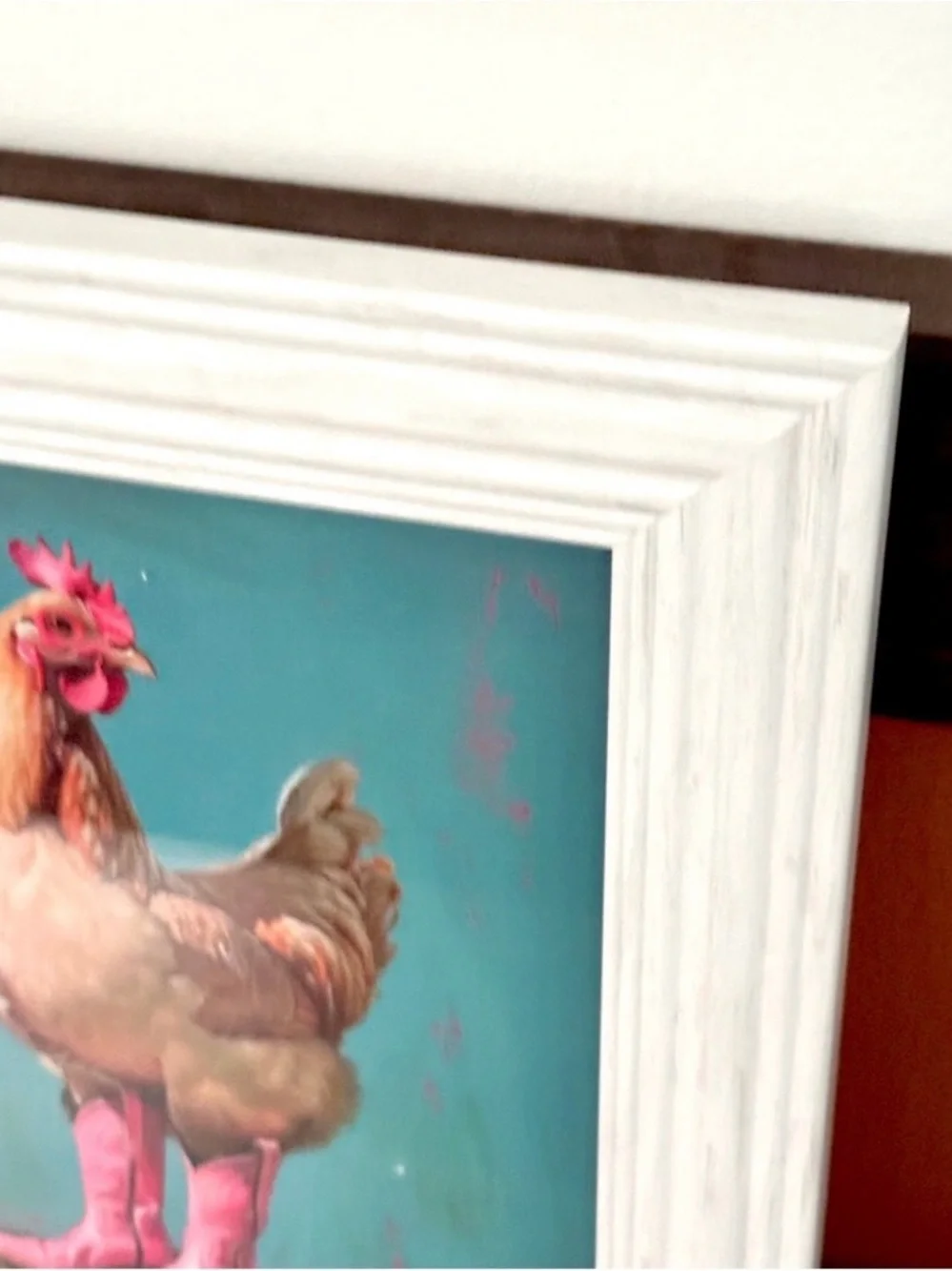 Pink Cowboy Boots Chicken Canvas Art Print Quirky Farm Art Framed Western Art